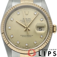 勞力士 Datejust 男士腕錶 10P 鑲鑽 Datejust 男士腕錶 16233G(L) K18YG/SS 香檳色顏色1990 年 成色極佳 [二手]