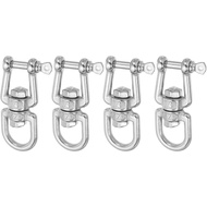 MECCANIXITY Heavy Duty M4 Double Swivel Eye Hook, 304 Stainless Steel Ended Eye x Jaw Chain Swivel S