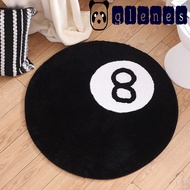 GLENES 8 Ball Carpet, Round Plush 8 Ball Rug, Creative Skin Friendly Soft Black 8 Ball Mat Hoom Deco
