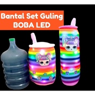 Bantal+Guling Boba Set LED/Bantal Guling Set