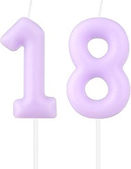 Macaron Number Birthday Candles, Pastel Purple, 18th Birthday Macaron Candles, Purple Number 18 Cake