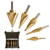 Mata Gerudi Menara Spiral Inci 5pcs Set Gergaji Lubang Keluli Berkelajuan Tinggi Batang Segitiga Ber