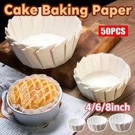 50PCS Cake Baking Paper 4/6/8inch No Folding Required Cupcake Paper Air Fryer Oilproof Cake Pan Line