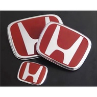 Front And Rear Emblem Honda Civic FE Type-R Car Emblem Logo Red Steering Emblem RS Emblem