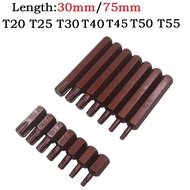 DEMNM. 1PC  for Torx Star Screwdriver bits 30mm& 75mm Hex Shank  for T20/ for T25/ for T30/T40/T45/T