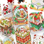 Cdaily|3 Sheets In Today's Business 25th Christmas Special 2.5D Landscaping Stickers Handbook DIY De