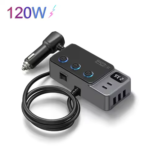 Car Cigarette Lighter Splitter Adapter Car USB Chager Multi Port with PD35W/QC3.0 Charge USB C 12V/2