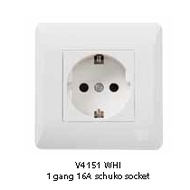 MK V4151 Whi | Single Socket | 1 Gang 16A Schuko Socket Outlet