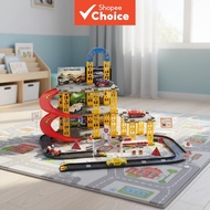 Children's Rail Car Parking Garage Toy - DIY Taxi Tower Doll Gift  Mainan Tempat Letak Kereta Api Ka