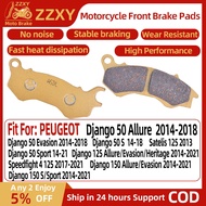 1 Pair Motorcycle Front Brake Pad For PEUGEOT Django 50 Allure 14-18 Django 50 Evasion 14-18 Django 