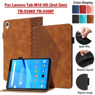 For Lenovo Tab M10 HD 2nd Gen 2 10.1" 2020 Tablet Protection Case TB-X306X TB-X306F X306 X306X X306F Tablet Protection Case Retro Embossed Prismatic Flip Leather Cover Fold Stand