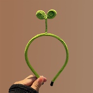 [All-Match Practical] Wool Headband Hand-Knitted Cute Hairpin Head Grass Bean Sprout Shape Headband 