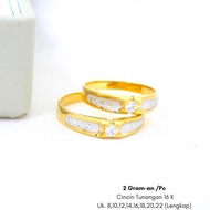 cincin tunangan emas asli kadar 700 70% 16k couple 2 gram wedding gr g - 2