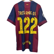 2014 15 Season Barcelona Home Messi Neymar and Su rez Retro Autographed Jersey Commemorative Edition