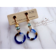 Miss Ha Ha * F451 Korea. Folk Style Marble Pattern Circle Clip