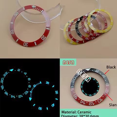 38*30.6mm Watch Ceramic Bezel Insert With GW9 Blue Luminous Fit 40mm Watch Case SKX007 SKX007 SRPD G