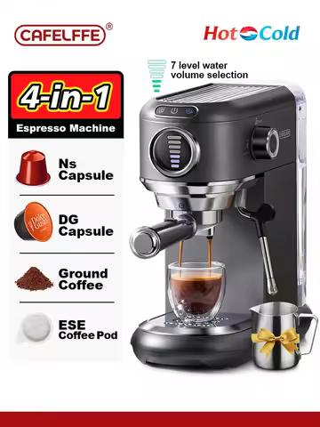 Cafelffe 4in1 Cappuccino Coffee Machine Dolce gusto Nes Capsule Espresso Maker ESE Pod Ground Gift f