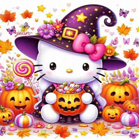 Sanrio Hello Kitty Halloween Designed Diamond Painting Full Square&Round Mosaic Handmade Art Home De