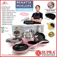 (FREE PACKING DUS + BUBBLE) panci set 9pcs renata moeloek / cookware set teflon pastel pink SUPRA