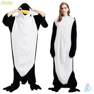 BLANKEYZ Unisex Flannel One-piece Pajamas, Black + White Suitable for height 168-178cm Stitched Warm