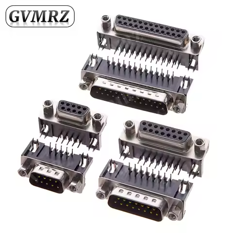 5PCS DR9 DR15 DR25 Female Male PCB Mount D-Sub PCB Connector RS232 Connector 90-degree Bent Needle D