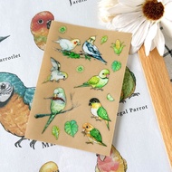 轉印貼紙 / 黃綠色花系鸚鵡水晶轉印貼紙