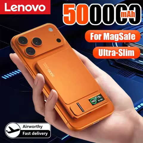 Lenovo 500000mAh Magnetic Power Bank PD15W Wireless Fast Charging External Battery For Magsafe Power