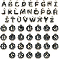 Letter Enamel Beads Flat Round Number 0-9 Capital Alphabet A-Z Letter Love Heart Beads for Jewelry N