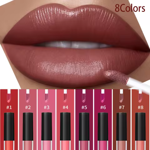 Waterproof Liquid Lipstick 8 Color Vitamin E Makeup Sets Lip Glosses Lip Plumpers Lip Cream Valentin