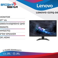 LENOVO G27Q-30 / 27" VA / 2560x1440@165HZ QHD / 350NITS / 4MS(GTG) / 2*3W SPEAKER / DP, HDMI / 3Y ON