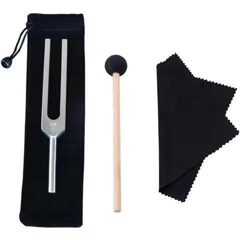 528 Hz Tuning Fork with Silicone Hammer & Cloth – for DNA Repair, Healing & Perfect Healing Musical 