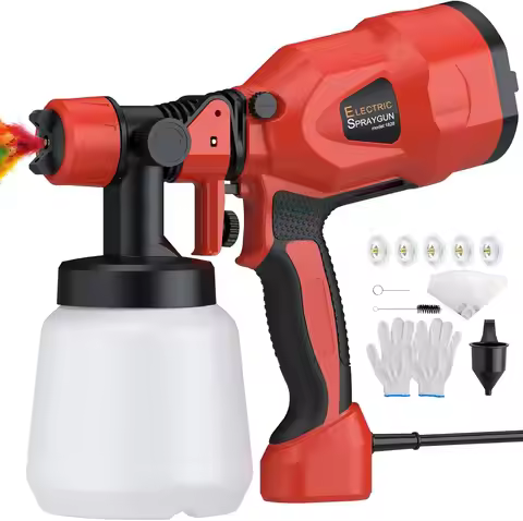 Paint Sprayer 850W,Spray Paint Gun with 33Oz（1000ml） Container,5 Nozzles & 3 Patterns Adjustable Flo