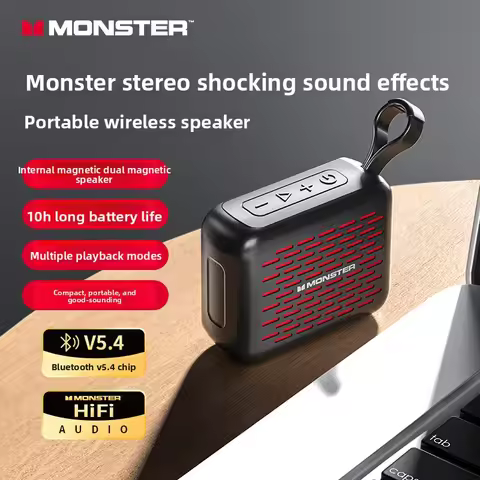 Monster ES01 Outdoor Portable Wireless Speaker BT V6.0 IP67 Waterproof 1500mAh High Fidelity Mini Su