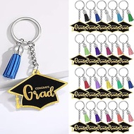 Kigeli 20 Pcs Graduation Acrylic Keychain Colorful Tassels Key Chain Grad Cap Key Chain Rings for Party Decor Gift