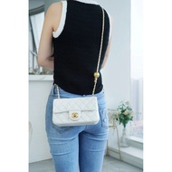 Chanel Classic Simple Casual White Metal Ball Chain Bag Shoulder Bag P5O8