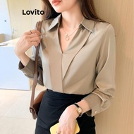 Lovito Elegant Blouse Plain Asymmetrical Blouse for Women LNL62118