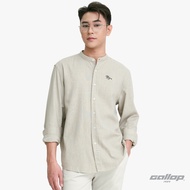 GALLOP : Mens Wear เสื้อคอจีนแขนยาว ผ้าลินิน (Linen Long Sleeve Mandarin Collar Shirt) รุ่น GW9034 สี Khaki - กากี