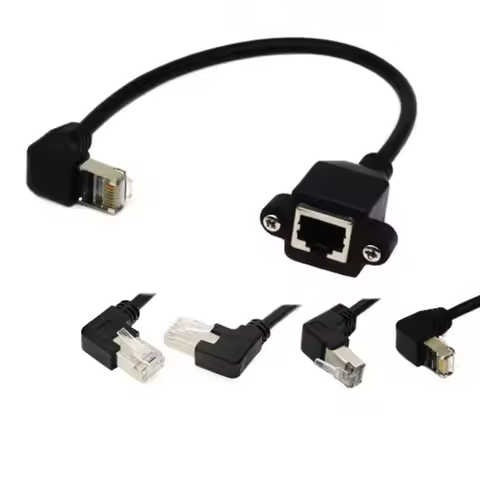 Angles RJ45 90 Degree LAN Network Screw Panel 8Pin RJ45 Cable Network Wire Panel Mount Extension Cab