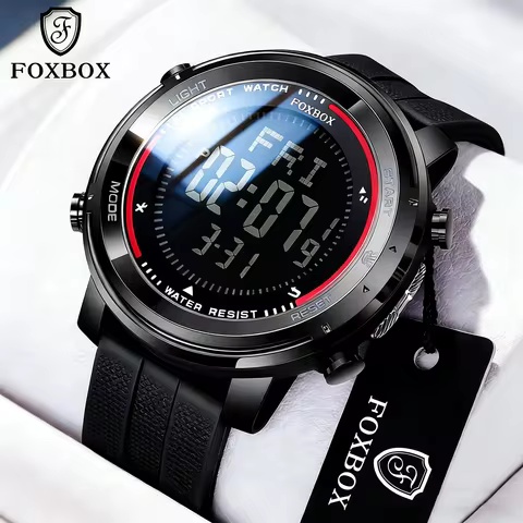FOXBOX Electronics Watch Men Outdoor Sports Waterproof Luminous Watch Fashion Military Quartz Wrist 