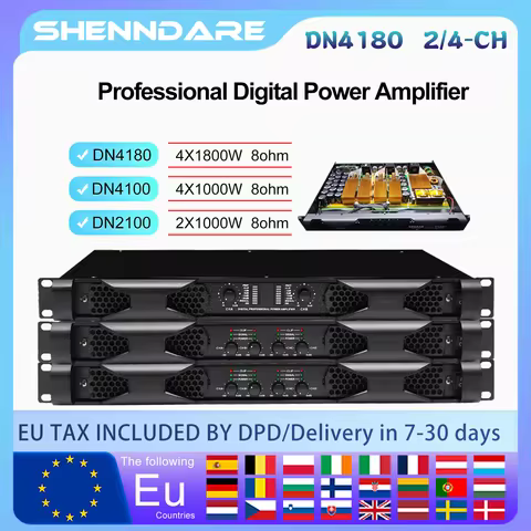 SenMicre DN4180 Digital Power Amplifier 4x1800W 8ohm 4 Channel Sound Amplifier Audio Subwoofer AMP4x