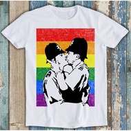 Banksy Graffiti Police Officers Kissing T Shirt M1516