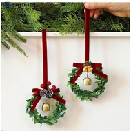 EAZYLIVING Christmas Hanging Bell Wreath Evergreen Design Flocking Fabric Lightweight & Durable Home