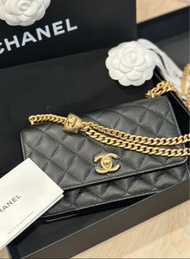 Chanel WOC 鏈條銀包—愛心金釦版｜AP3201