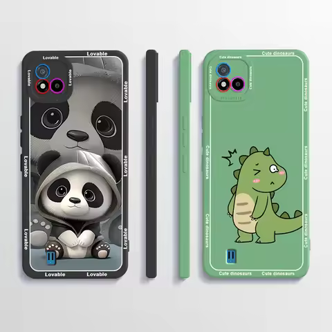 For Realme C11 2021 Case Cute Panda Dinosaur Liquid Silicon Phone Case Back Cover For Realme C11 RMX
