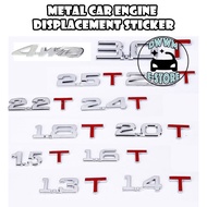 3D Metal Car Metal EmblemTrunk Engine Displacement CC Stickers 1.3T 1.4T 1.5T 1.6T 1.8T 2.0T 2.2T 2.