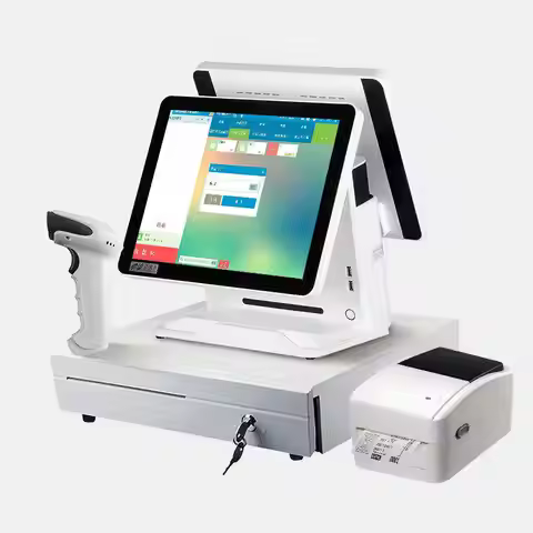 15.6 Inch Dual Sensitive Touch Screen Desktop Pos Terminal All in One PC Bulit-in Printer with Elect