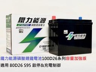 《台北慶徽含安裝》鐵力能源鋰鐵電池 100D26 系列容量加強版適用於 80D26 S95 S115 啟停&amp;充電制御