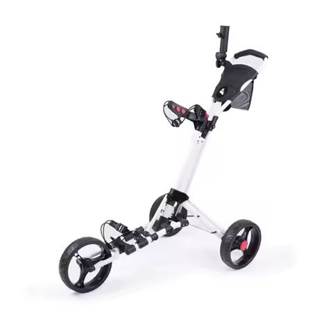Aluminum 4 Wheels Lightweight Foldable Golf Push Cart with Umbrella Stand for Outdoor Golf Play