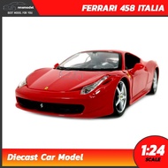 FERRARI Model 458 ITALIA Red (Scale 1:24) Diecast Car Bburago Collectible