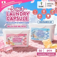 TJIKKO 5-in-1 Laundry Capsules Laundry Pods Colour Protection Kills 99% Germs Laundry Beans With Sof